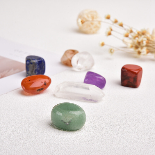 5Sets Natural Quartz Crystal Gemstone 7 Chakra Healing Balance Tumbled Stones