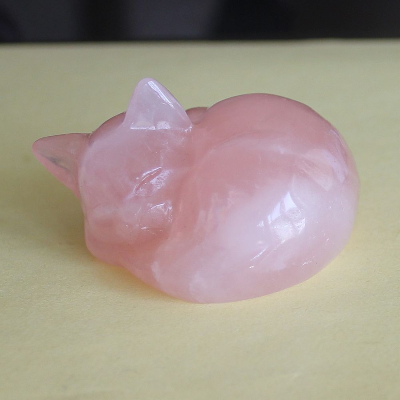 Carved crystal gemstone crystal sleeping cat figurine animal statue decor 2&apos;&apos;