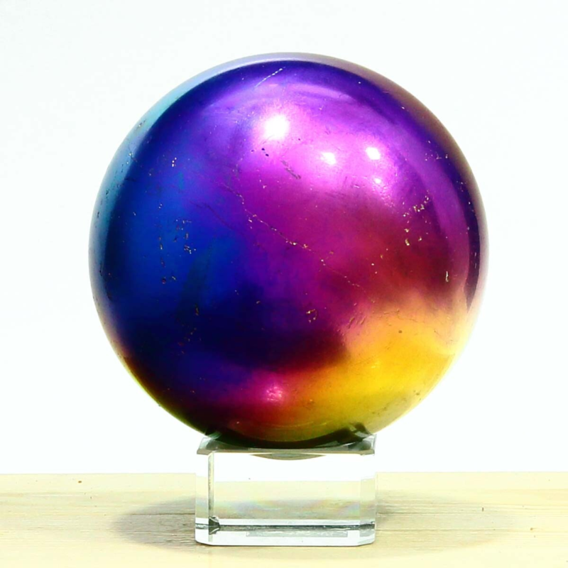 648g Natural Crystal Electroplated Rainbow Crystal Ball Quartz Sphere Healing