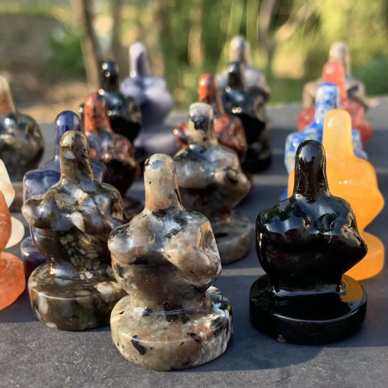 3pc Natural Mix Quartz Carved Finger Skull Crystal Reiki Healing Gem Gift Random