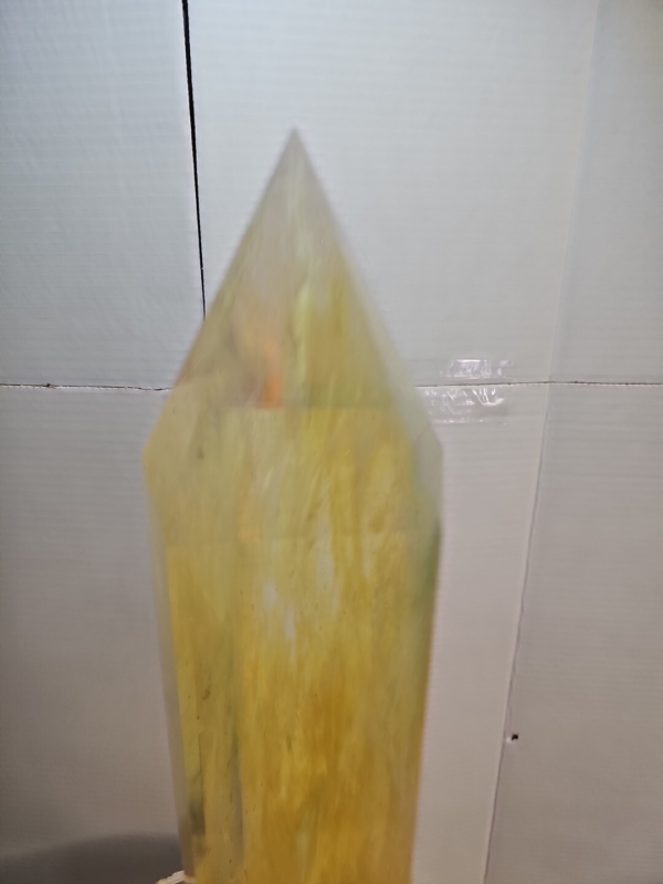 9.05 Lb 18.1" Yellow Smelt Melting Quartz Crystal Point Tower Polished W/Led