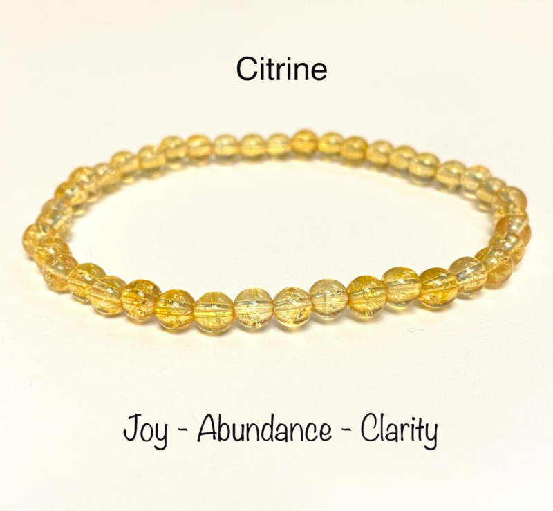 Natural Stone Stretch Bracelet 4mm - Healing Gemstone Beaded thin stackable USA