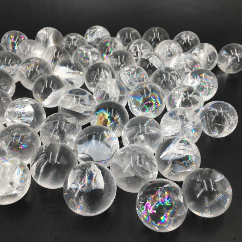 Natural Clear Quartz sphere Rainbow Crystal Ball reiki Healing care 40g+ 2pcs