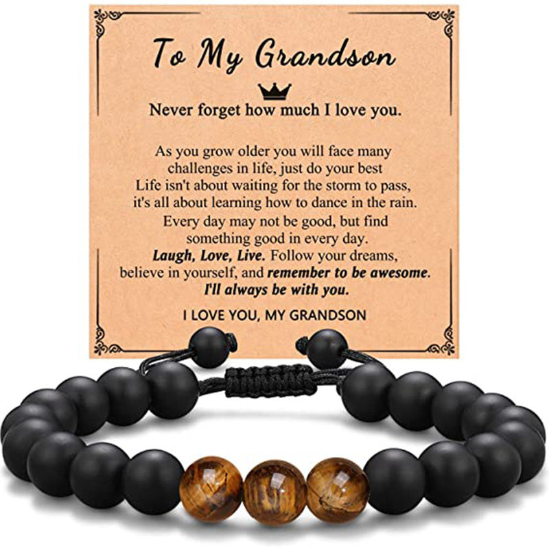 Birthday Gift Bracelet Christmas Father's Day Gift Accessories Tigereye Frosted Stone Men's Bracelet