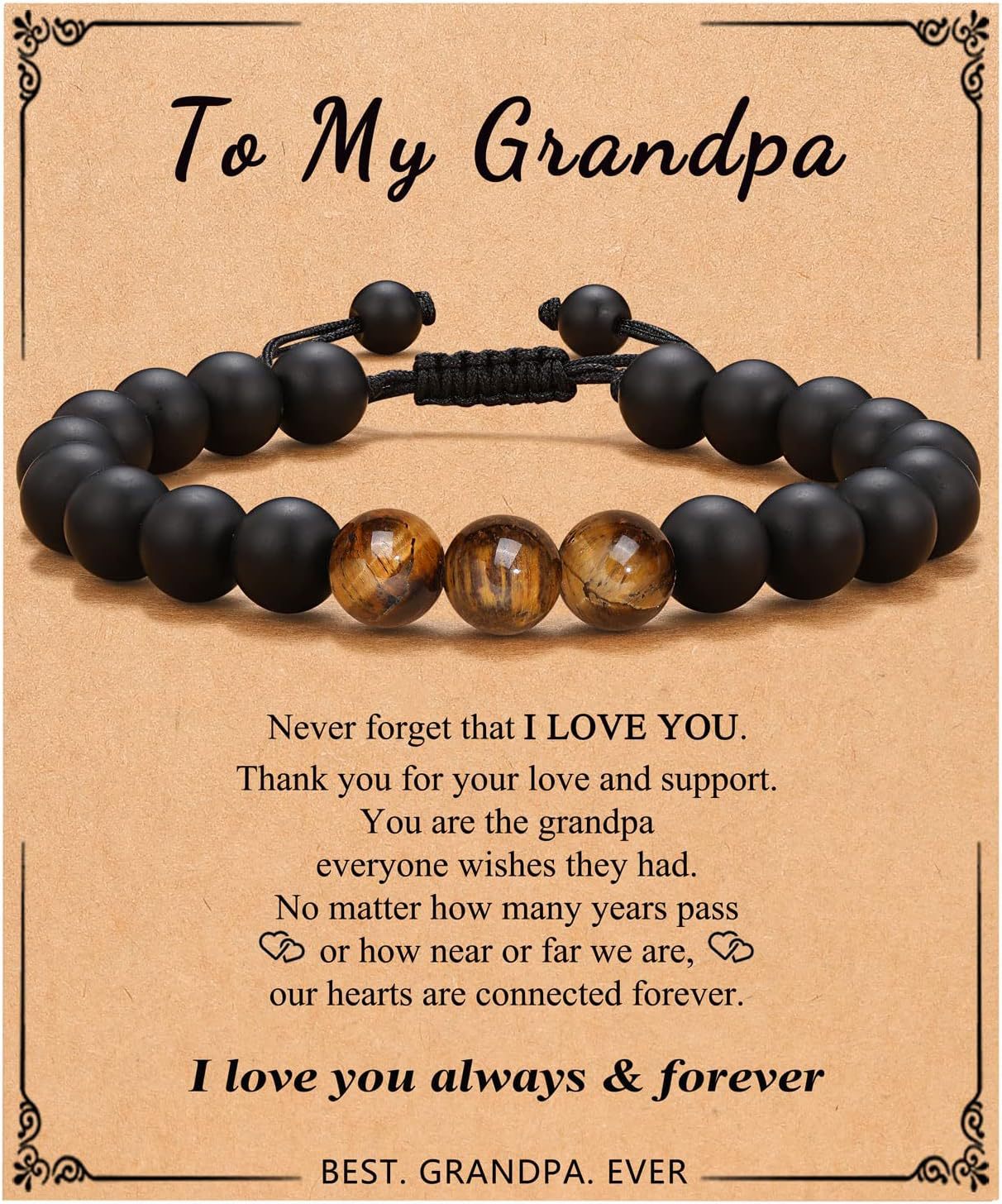 Birthday Gift Bracelet Christmas Father's Day Gift Accessories Tigereye Frosted Stone Men's Bracelet