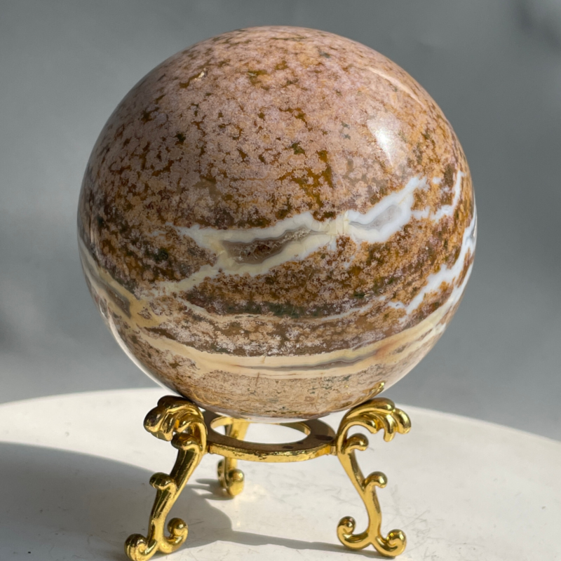 588G Natural Ocean Jasper Jade Crystal Polished Sphere Ball Healing Ball