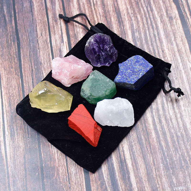 5Sets 7 Chakra Energy Natural Quartz Crystal Rough Reiki Balance Gemstone Gift