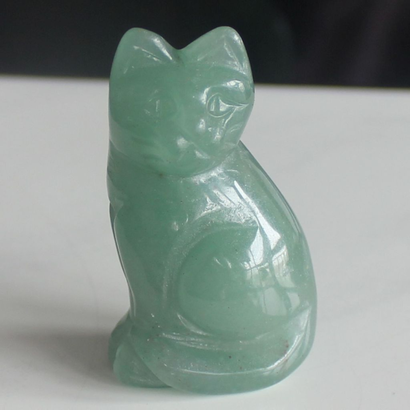 Carved mixed gemstone quartz crystal cat figurine animal carving home decor 2&apos;&apos;