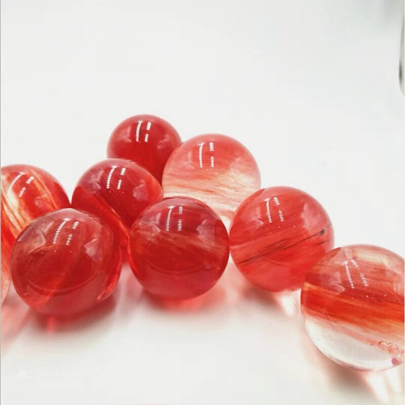 Natural Quartz Crystal Red Melting  Sphere Ball Reiki Divination Ball 40mm+ 1PC