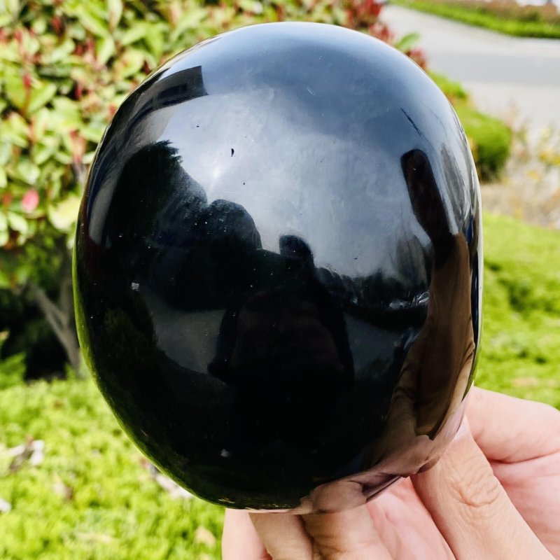 4.44LB Natural Obsidian gem skull Quartz Carved Crystal Skull Reiki Healing