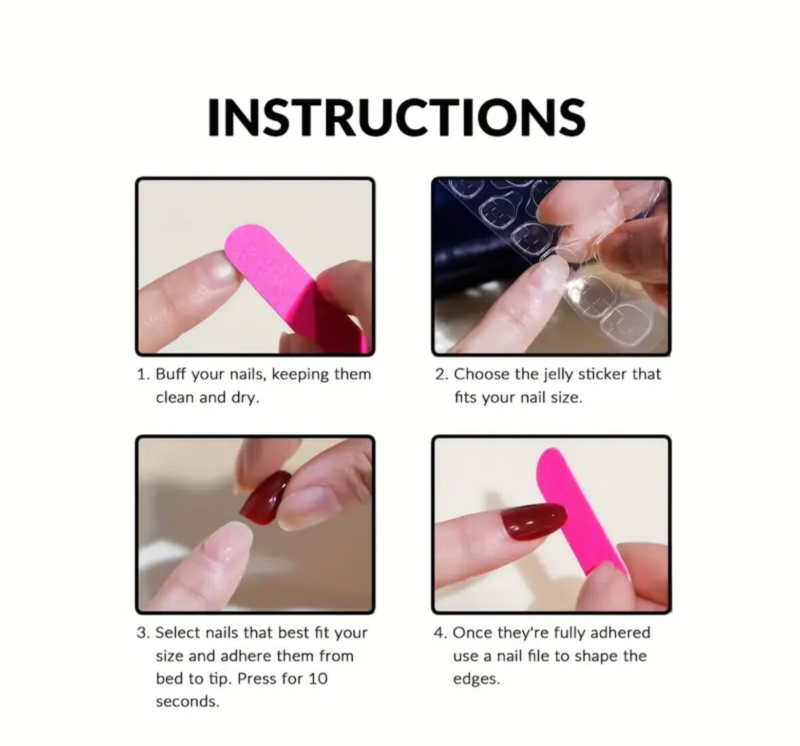 24pcs Press On False Finger Nails Fake Nails Glittered Solid Colours 52 Options