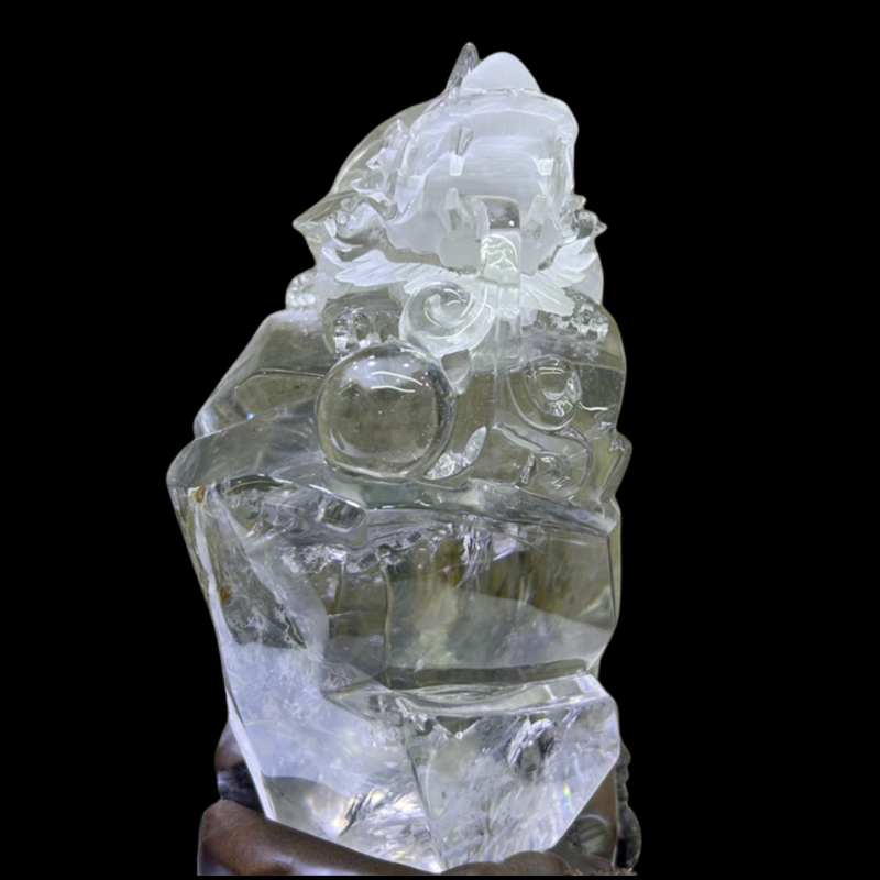 27.7LB Top Natural Ghost Phantom Dragon Turtle Carved Quartz Crystal Skull Reiki