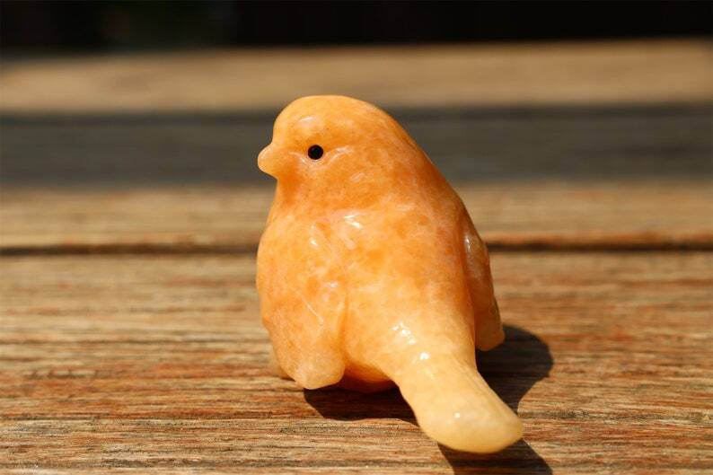 2.4" Natural Sunstone Carved bird Reiki Creative Crystal Skull decor gift 1pc