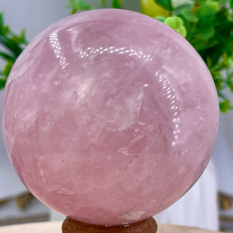 352G Natural Crystal Pink Rose Chakra Quartz Sphere healing ball Specimen