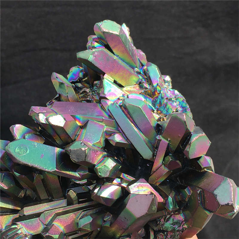 560g Electroplate Rainbow cluster quartz crystal mineral specimen reiki healing