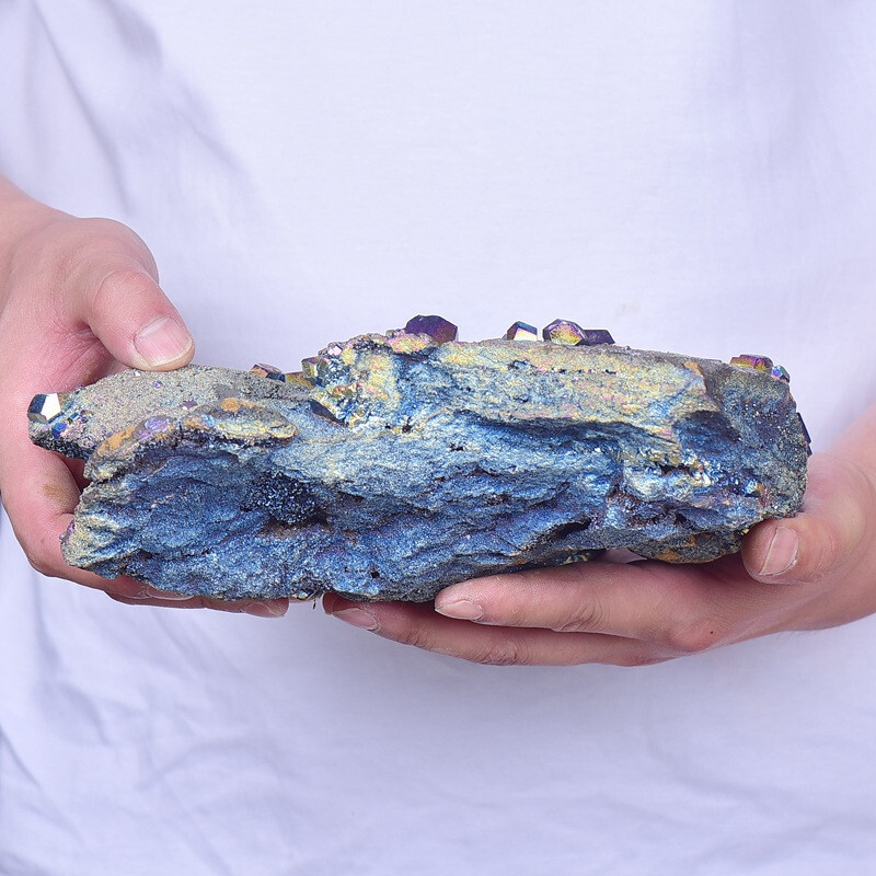 5.75LB Electroplated quartz Calcite mineral specimen for spiritual healing