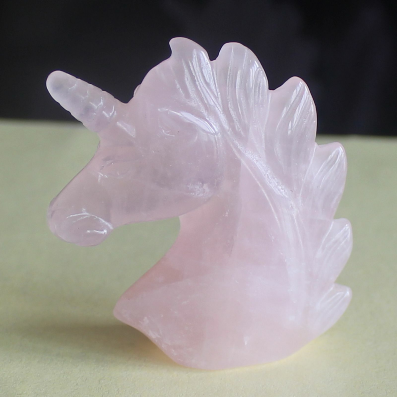 HLbshi Hand Carved Mixed Gemstone quartz crystal Unicorn animal Figurine Carving