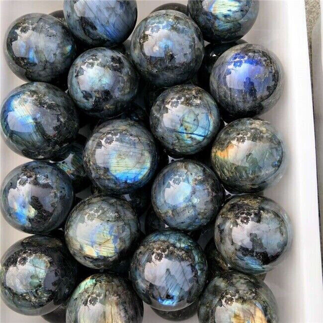 60mm Natural Labradorite Quartz Sphere Crystal Ball Rainbow Reiki Energy Healing