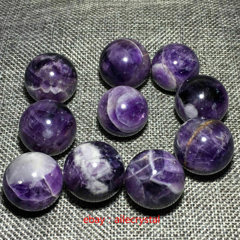 Natural Dreamy Amethyst Sphere Quartz Crystal Ball Reiki Healing 5PCS