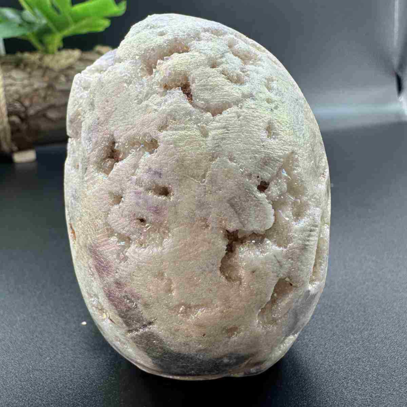 545g electroplate Natural sphalerite hand carved skull decor gem Healing