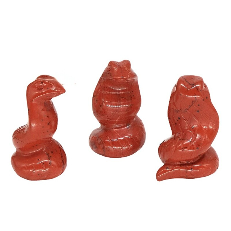 Natural Quartz Crystal Skull Carved Snake Healing Stone Viper Cobra Animal Decor