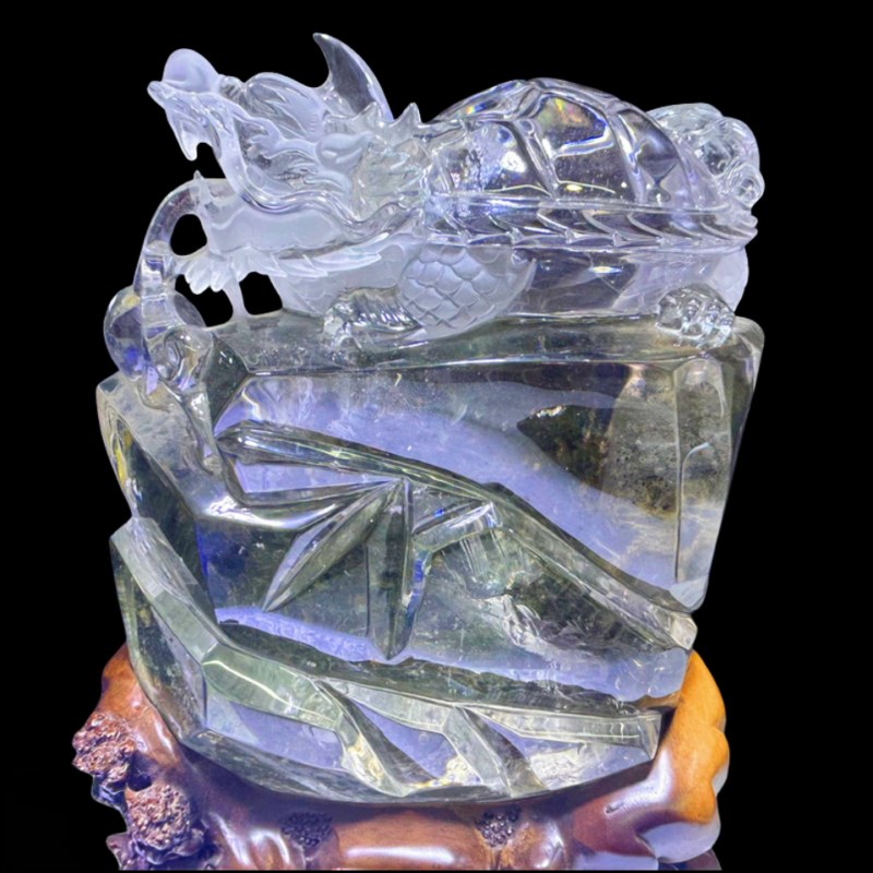 27.7LB Top Natural Ghost Phantom Dragon Turtle Carved Quartz Crystal Skull Reiki