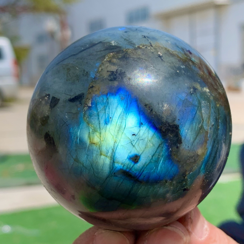 366G Natural Gorgeous Labradorite QuartzCrystal Stone Specimen ball Healing