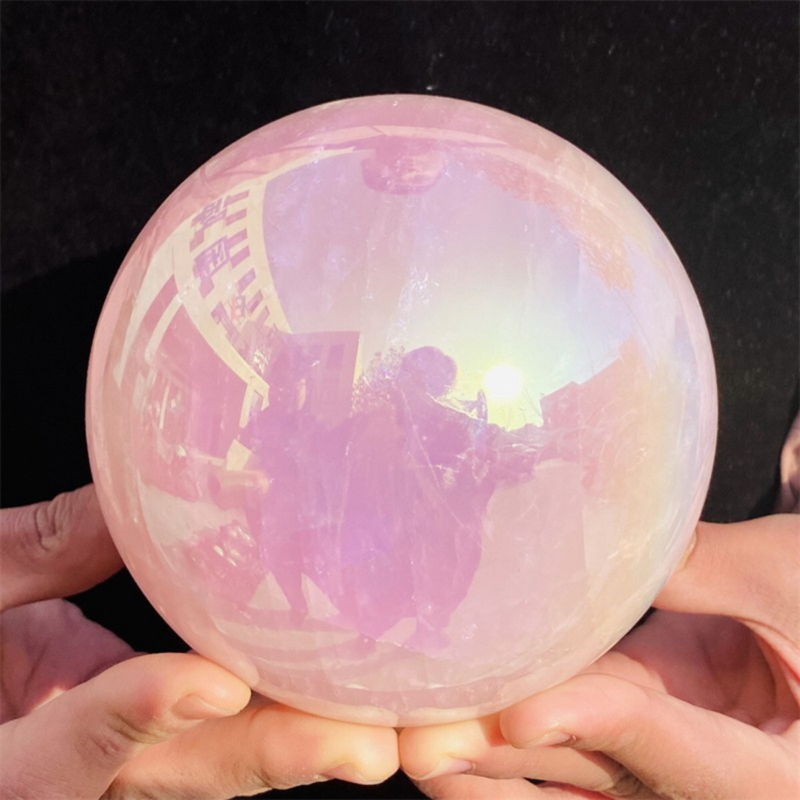 2290g Rose Crystal Ball Treasure electroplated Powder Healing Sphere