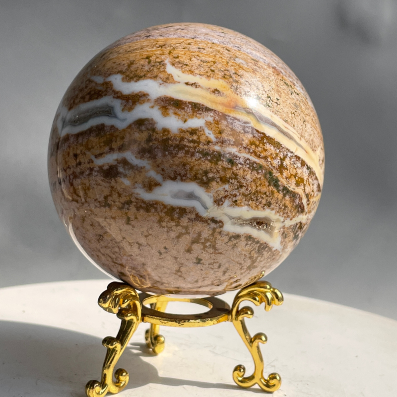588G Natural Ocean Jasper Jade Crystal Polished Sphere Ball Healing Ball