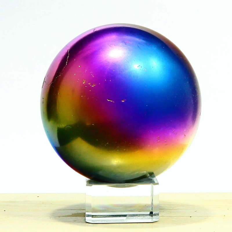 611g Natural Crystal Electroplated Rainbow Crystal Ball Quartz Sphere Healing