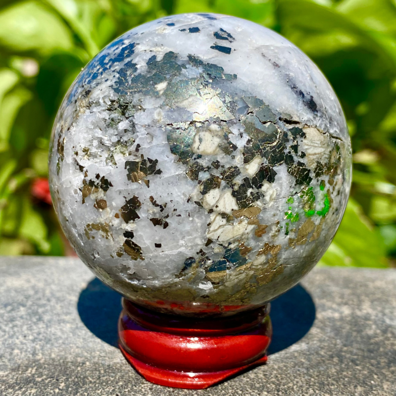291G Natural Chalcopyrite Quartz Crystal Ball Energy Reiki Healing