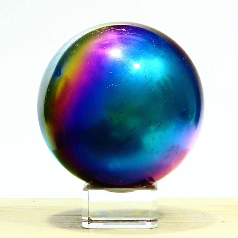 648g Natural Crystal Electroplated Rainbow Crystal Ball Quartz Sphere Healing