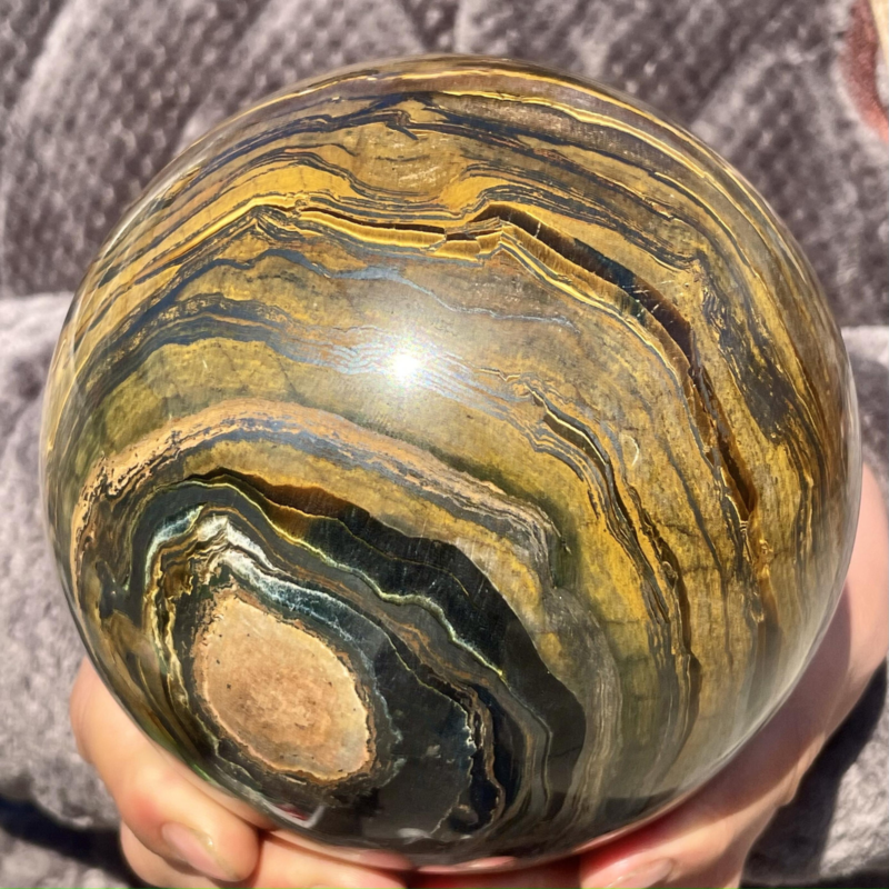 7.27LB Natural Tiger&apos;s Eye Ball Quartz Crystal Sphere Gem Healing Décor