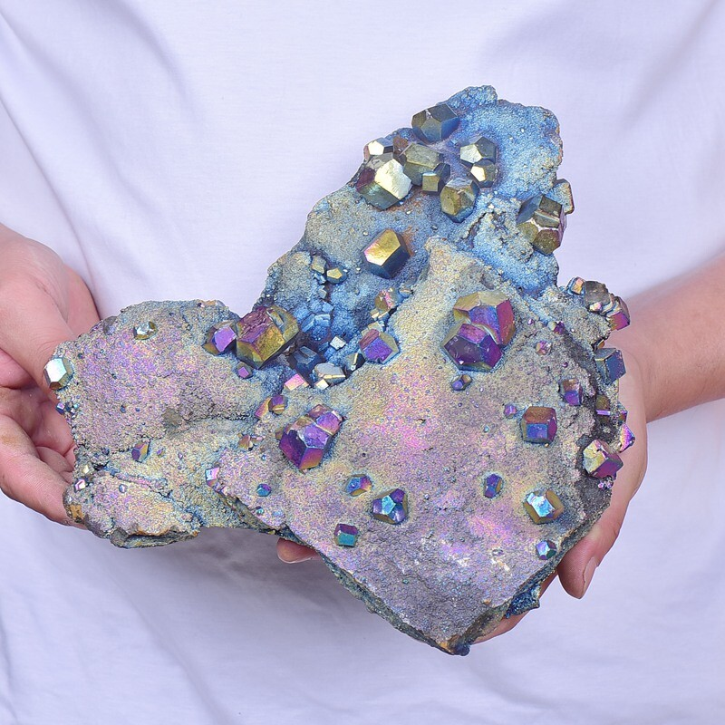 5.75LB Electroplated quartz Calcite mineral specimen for spiritual healing