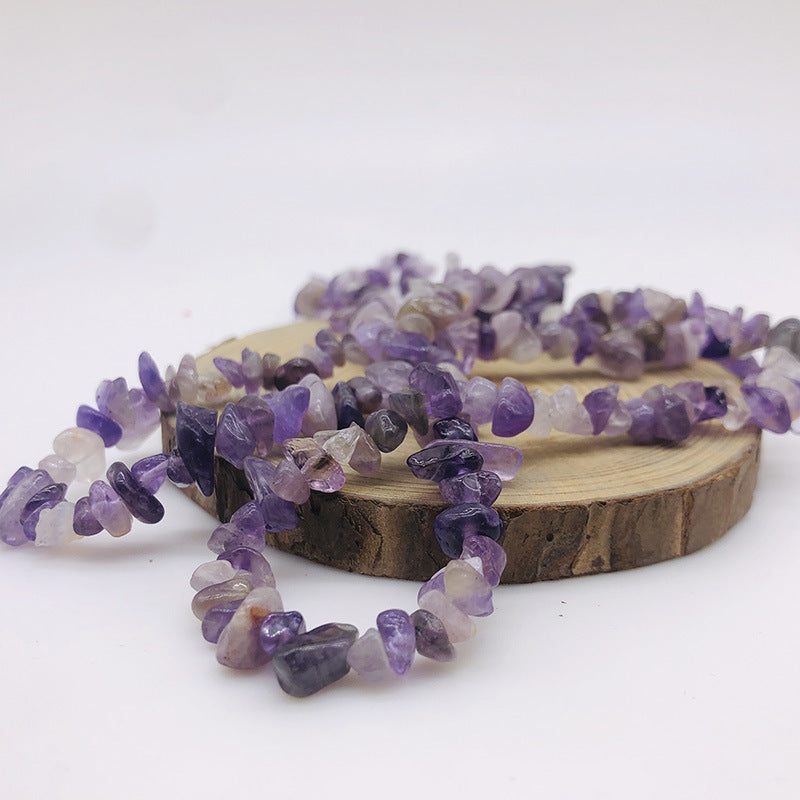 Natural Crystal Perforated Stone Chain Semi-Finished Products with Holes and Shape Scattered BeadsdiyBracelet Accessories Cross-Border Perforated Gravel