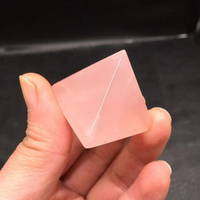 HOT Natural Pink Rose Quartz Crystal Pyramid Gemstone Healing Energy Tower Decor