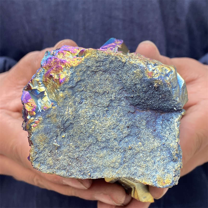 380g Electroplate Rainbow cluster quartz crystal mineral specimen reiki healing