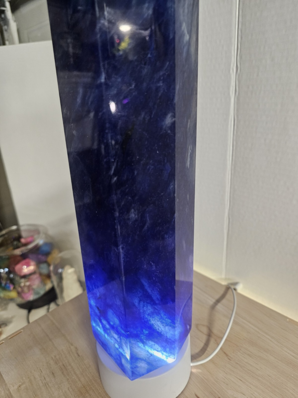 6.8LB 13.7" Huge Blue Smelt Melting Quartz Crystal Point Tower Polished Healing