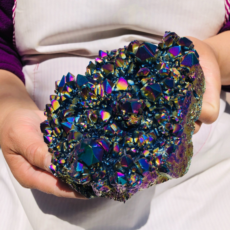 2.66LB Color Flame Aura Electroplate Quartz Crystal Specimen Healing point 475