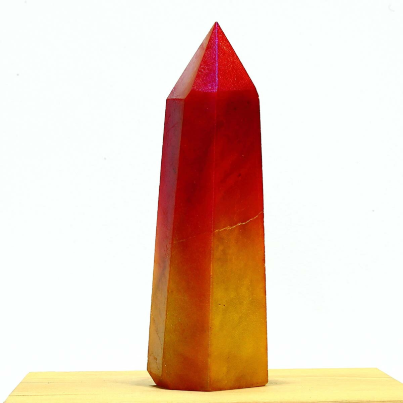 328g Electroplated Natural Crystal Quartz Tower Crystal Point rainbow Healing