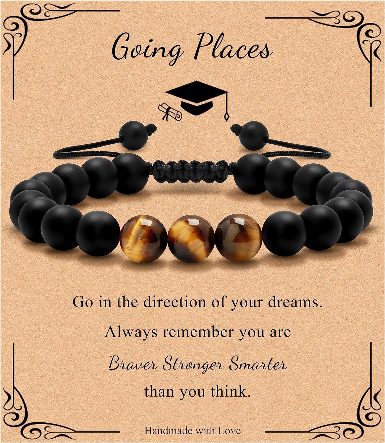 Birthday Gift Bracelet Christmas Father's Day Gift Accessories Tigereye Frosted Stone Men's Bracelet