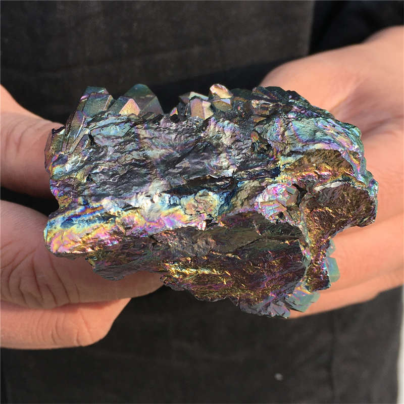 210g Electroplate Rainbow cluster quartz crystal mineral specimen reiki healing