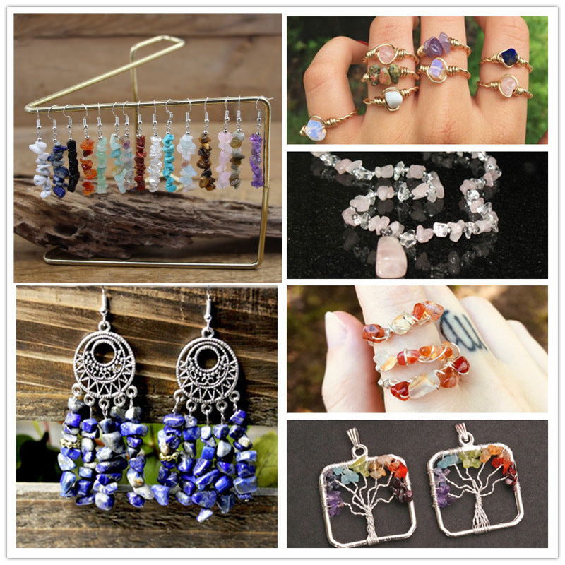 Natural Amethyst Pink Crystal Agate Gravel Bracelet Irregular Bracelet BohemianinsWind Elastic Bracelet