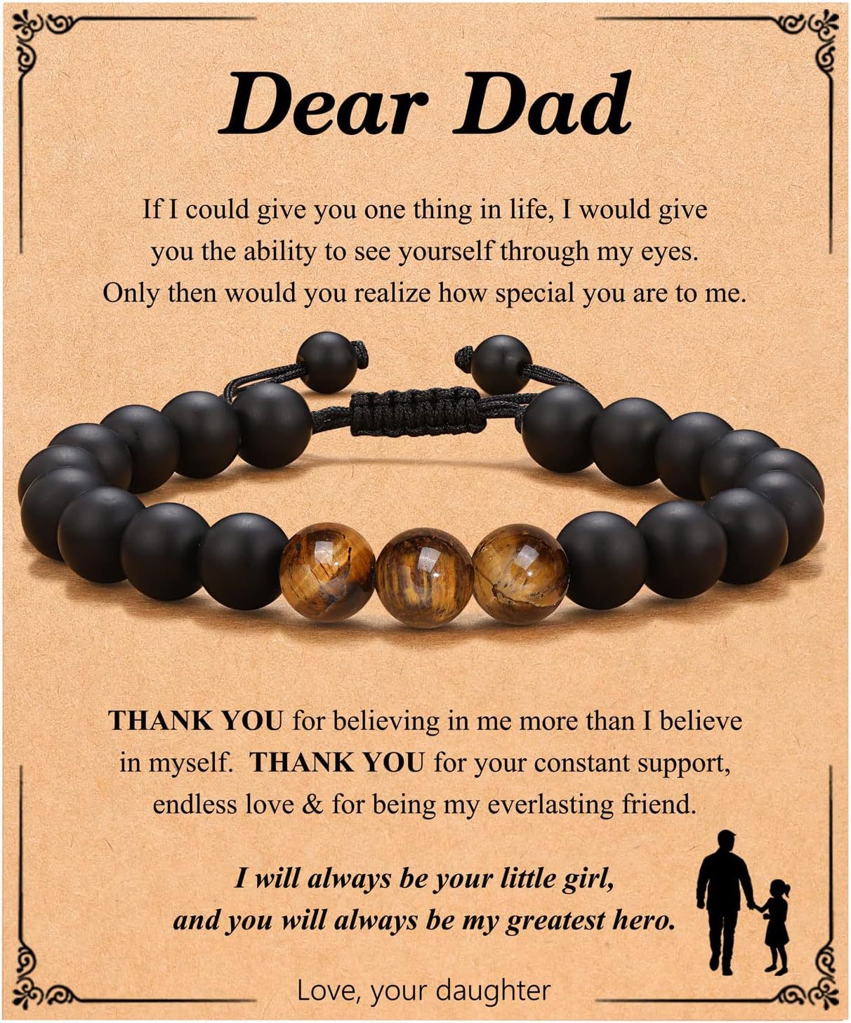 Birthday Gift Bracelet Christmas Father's Day Gift Accessories Tigereye Frosted Stone Men's Bracelet