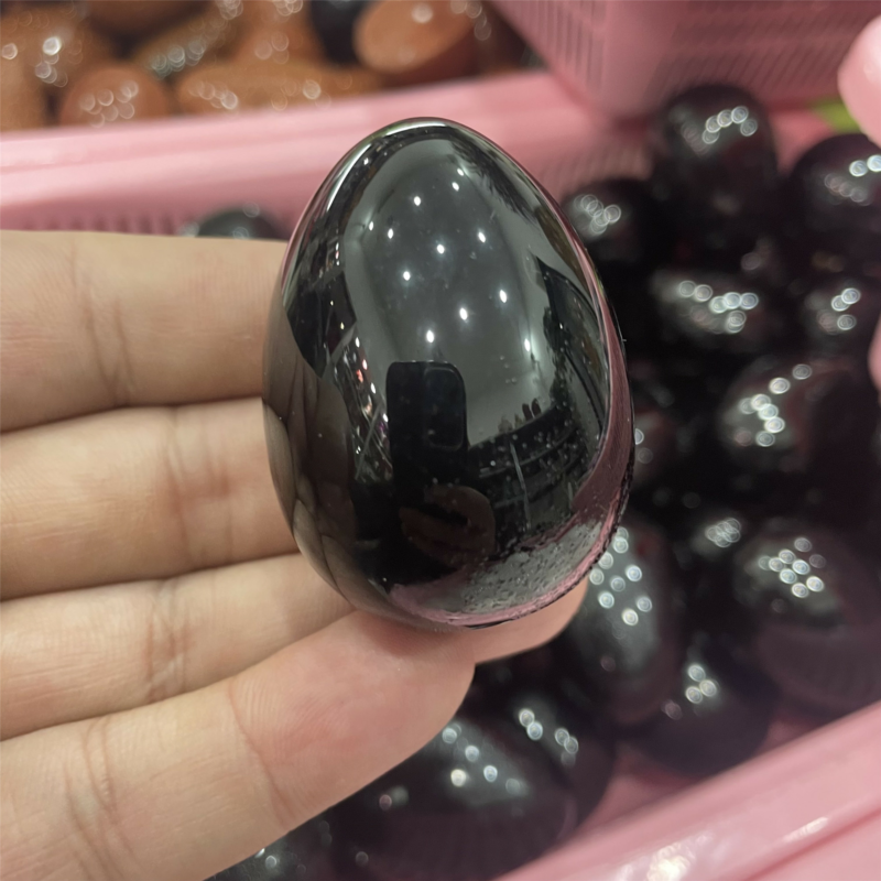 80g+ Natural obsidian Egg Quartz Carved Crystal Massage Reiki Healing 1pc
