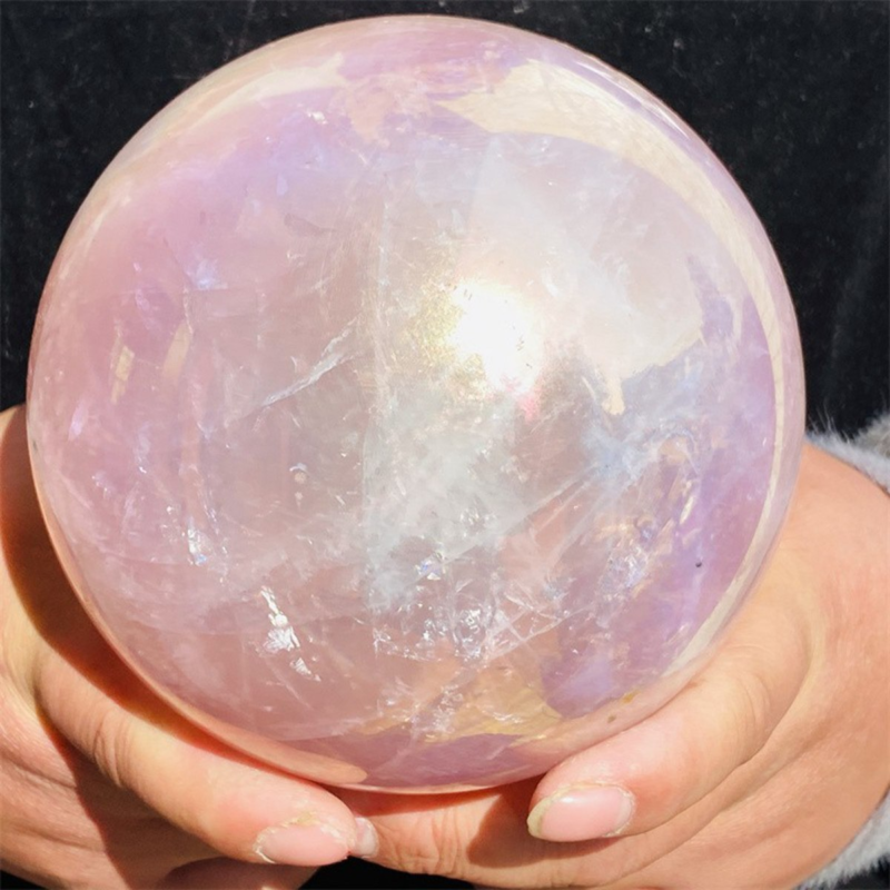 2900g  Rose Crystal Ball Treasure electroplated Powder Healing Sphere