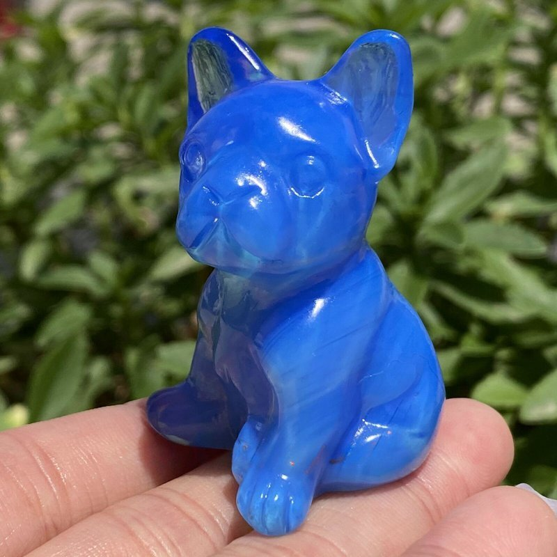 3cm Natural Quartz Crystal Carved Rough Stone French Bulldog Energy Animal Decor