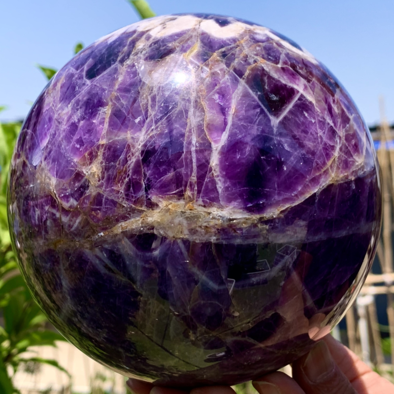 6.33LB Natural beautiful Dream Amethyst Quartz Crystal Sphere Ball Healing