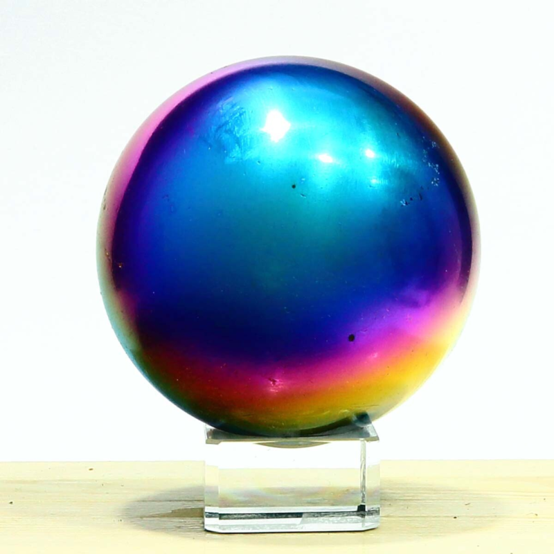 611g Natural Crystal Electroplated Rainbow Crystal Ball Quartz Sphere Healing