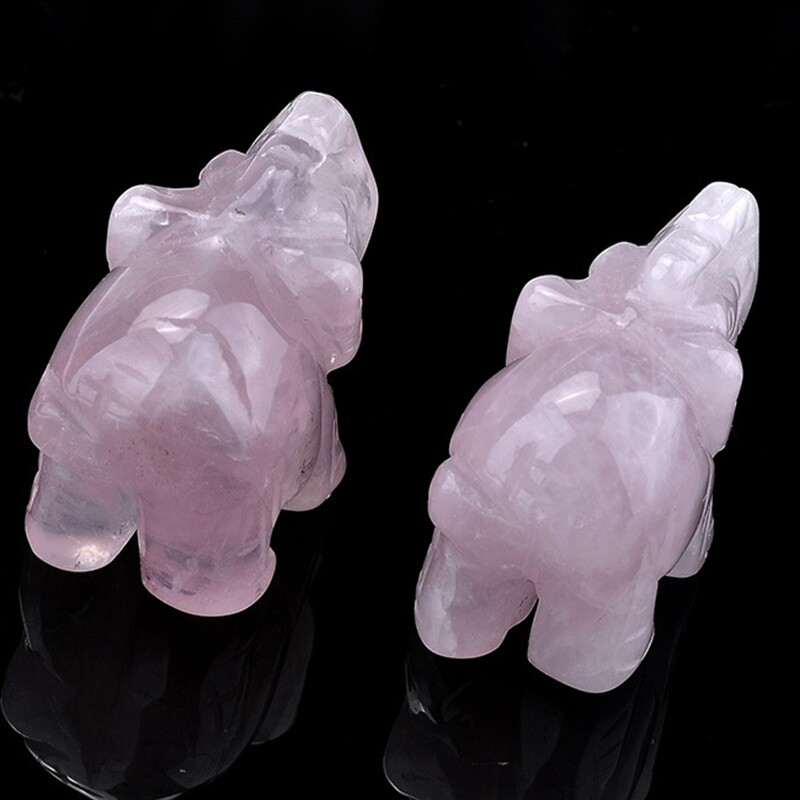 5x Natural Rose Quartz Crystal Carved Elephant Healing Rock Gemstone Animal Gift